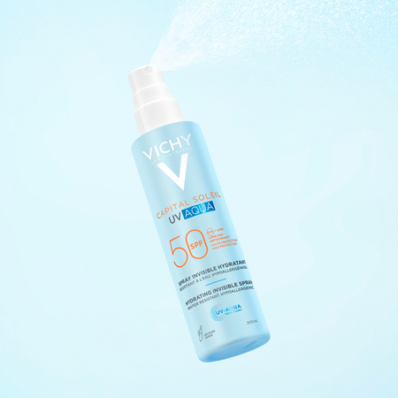 Spray hidratant pentru fata si corp cu protectie solara SPF 50 Capital Soleil UV Aqua, 200 ml, Vichy 705611