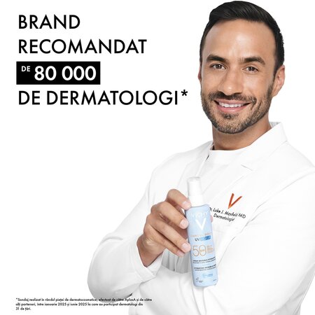 Spray hidratant pentru fata si corp cu protectie solara SPF 50 Capital Soleil UV Aqua, 200 ml, Vichy 705605