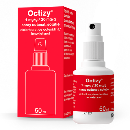Spray antiseptic Octizy, 1 mg/g/20 mg/g, 50 ml, Egis Pharmaceuticals