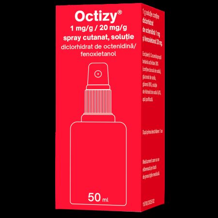 Spray antiseptic Octizy, 1 mg/g/20 mg/g, 50 ml, Egis Pharmaceuticals 705620