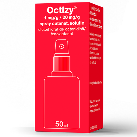 Spray antiseptic Octizy, 1 mg/g/20 mg/g, 50 ml, Egis Pharmaceuticals 705620