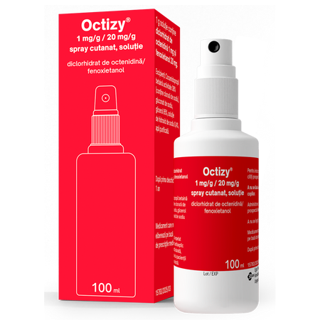 Spray antiseptic Octizy, 1 mg/g / 20 mg/g, 100 ml, Egis Pharmaceuticals