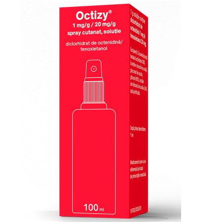 Spray antiseptic Octizy, 1 mg/g / 20 mg/g, 100 ml, Egis Pharmaceuticals 720467