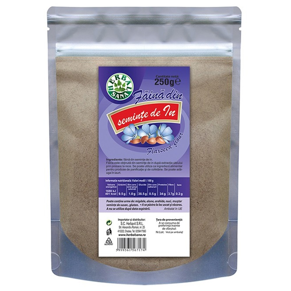 Faina din seminte de in, 250 g, Herbavit