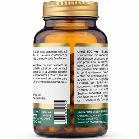 Extract standardizat din urzica, 500 mg, 60 capsule, Aronia Charlottenburg 706315