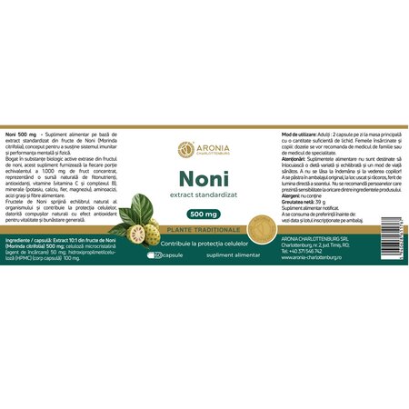 Extract standardizat din fructe de Noni, 500 mg, 60 capsule, Aronia Charlottenburg 706325