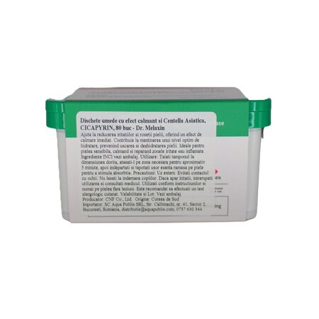 Dischete umede cu efect calmant si Centella Asiatica Cicapyrin, 80 bucati, Dr. Melaxin 709223