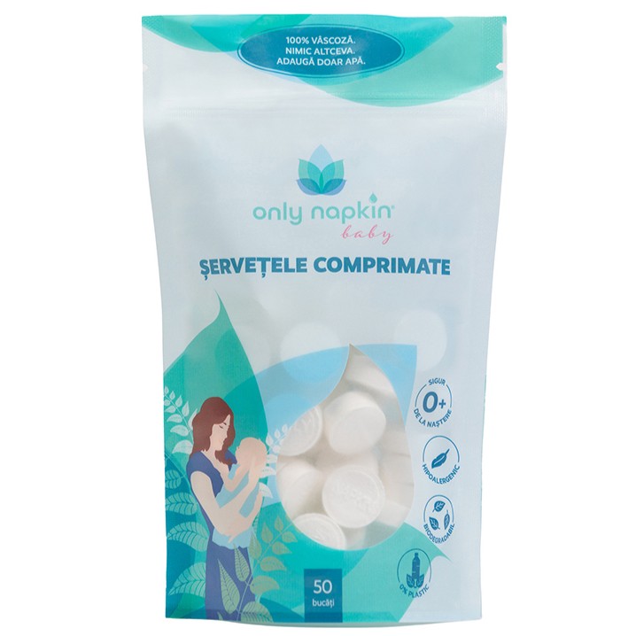 Servetele comprimate, 50 bucati, Only Napkin Baby