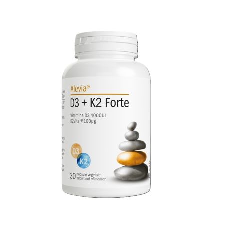 Vitamina D3 + K2 Forte, 30 capsule vegetale, Alevia