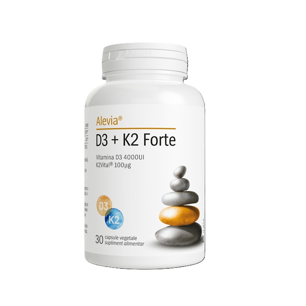 Vitamina D3 + K2 Forte, 30 capsule vegetale, Alevia
