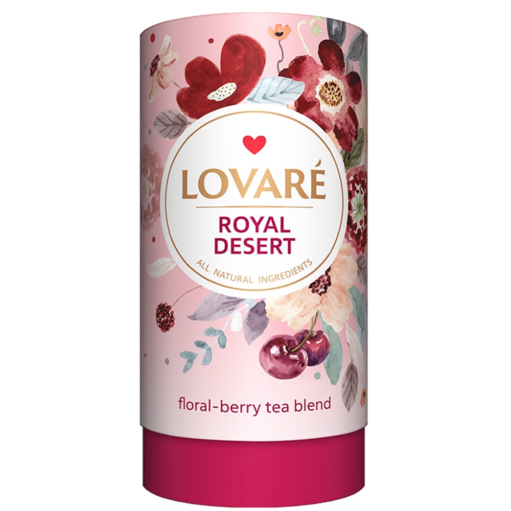Amestec de ceai de hibiscus, petale de flori, fructe de padure si condimente Royal Dessert, 80 g, Lovare