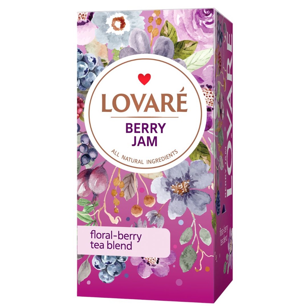 Amestec de ceai de hibiscus, fructe de padure si petale de flori Berry Jam, 24 plicuri x 1.5 g, Lovare