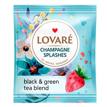 Amestec de ceai negru, ceai verde, capsune si petale de albastrele Champagne Splashes, 24 plicuri x 2 g, Lovare 707062