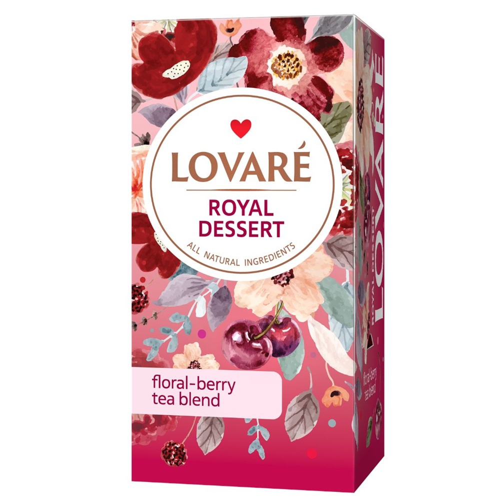 Amestec de ceai de hibiscus, fructe si petale de flori Royal Dessert, 24 plicuri x 1.5 g, Lovare