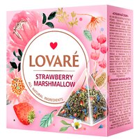 Amestec de ceai verde, capsuni si petale de albastrele Strawberry Marshmallow, 15 plicuri x 2 g, Lovare