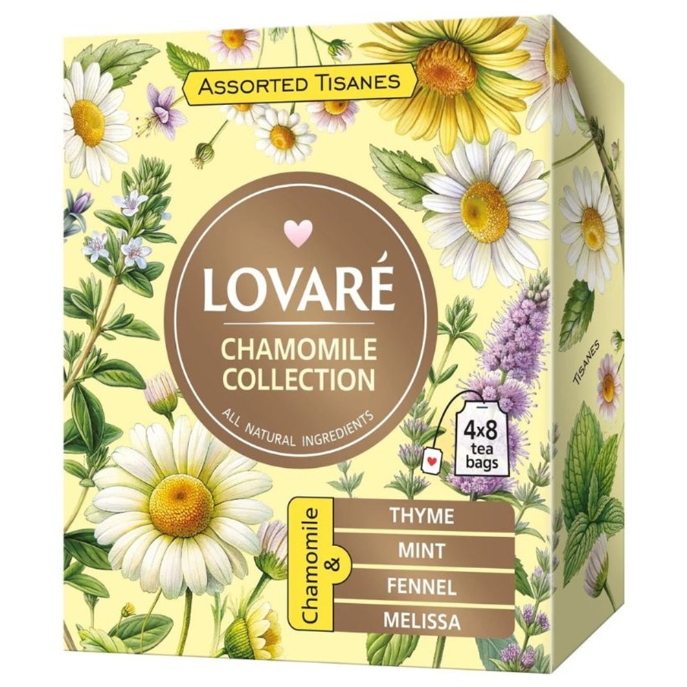 Ceai de musetel asortat Chamomile Collection, 32 plicuri x 1.3 g, Lovare