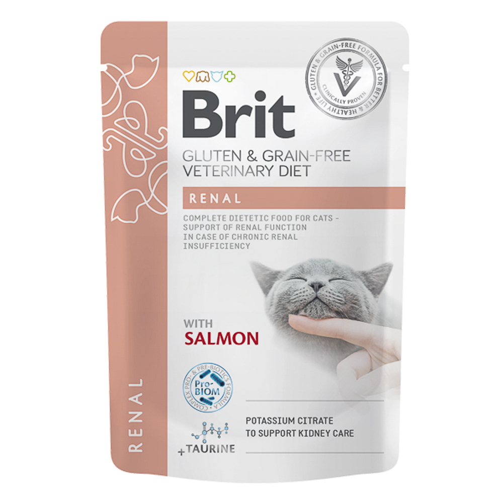 Hrana umeda cu somon pentru pisici Renal, 85 g, Brit