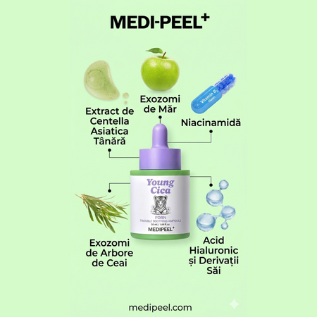 Ser de fata concentrat si calmant cu PDRN si Cica Young Cica, 50 ml, Medipeel 707393