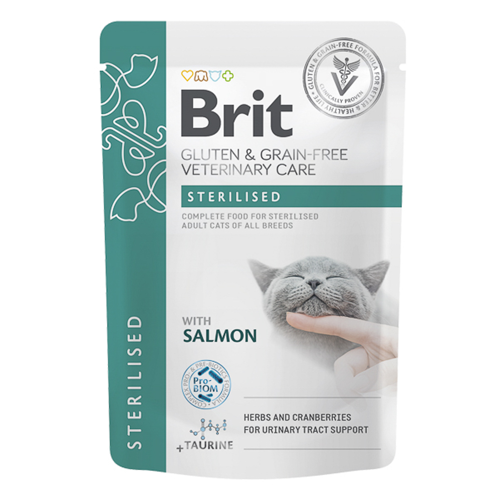 Hrana umeda cu somon pentru pisici Sterilised, 85 g, Brit
