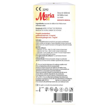 Sirop de radacina de Nalba-mare cu miere Maria Med, 200 ml, Apipharma 713388