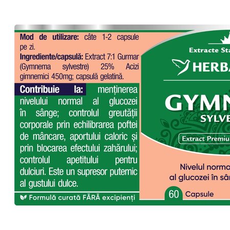 Gymnema Sylvestre, 60 capsule, Herbagetica 707997