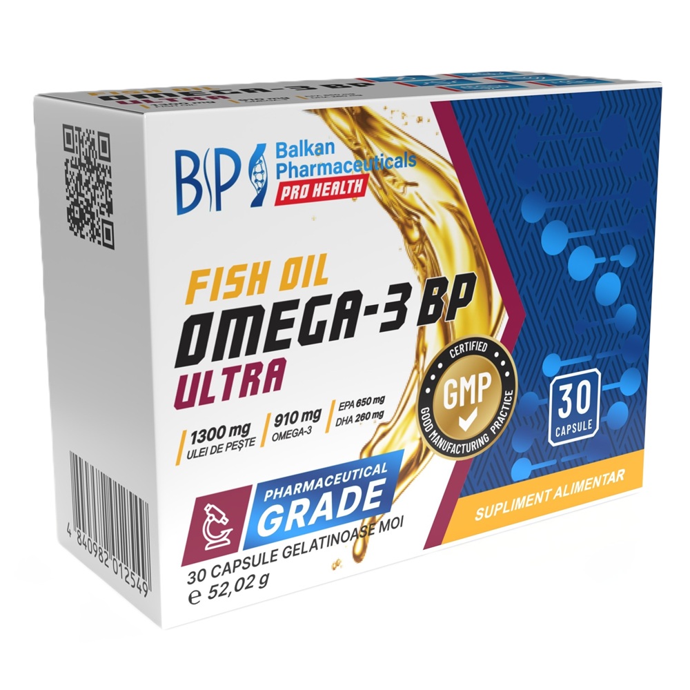Ulei de peste Omega 3 Bp Ultra, 30 capsule moi, Balkan ProHealth