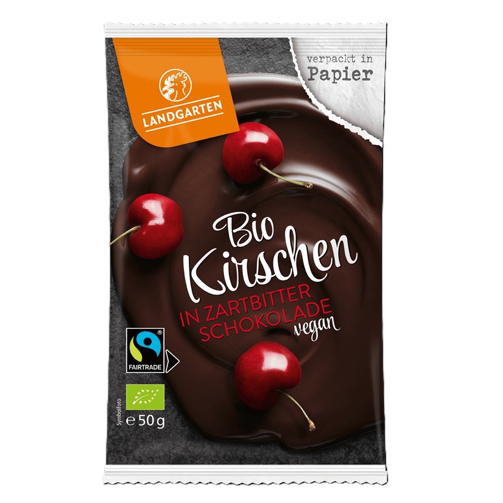 Visine in ciocolata neagra Bio, 50 g, Landgarten