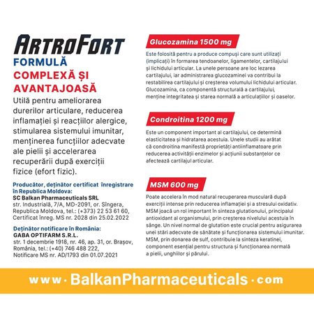 Artrofort Articulatii, 120 capsule, Balkan ProHealth 708220