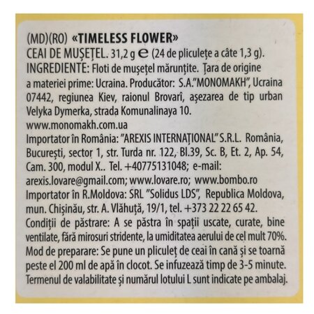 Ceai de musetel Timeless Flower, 24 plicuri x 1.3 g, Lovare 710355
