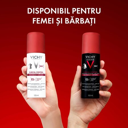 Spray antiperspirant pentru barbati impotriva mirosurilor neplacute Clinical Control 96H, 125 ml, Vichy 708287