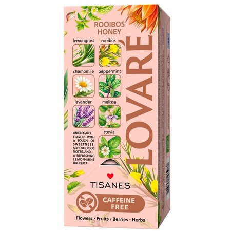 Ceai rooibos cu plante si flori Rooibos Honey, 24 plicuri x 1.8 g, Lovare 708312