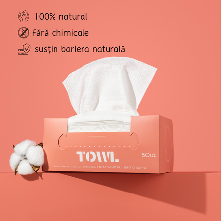 Prosoape faciale de unica folosinta Waffle, 80 bucati, Towl 708339