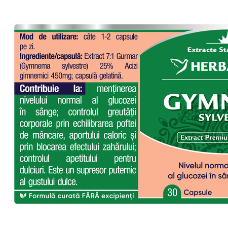 Gymnema Sylvestre, 30 capsule, Herbagetica 708588