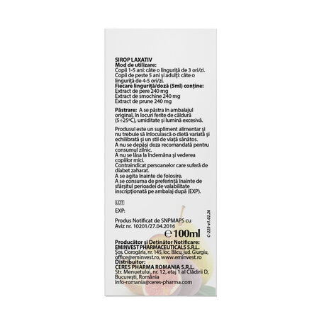 Sirop laxativ, 100 ml, Vitalia 708836