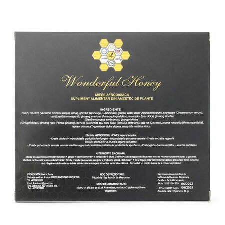 Miere afrodisiaca, 12 plicuri x 12 g, Wonderful Honey 708929