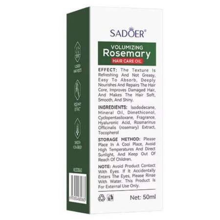 Ulei de par cu rozmarin pentru hranire si stralucire, 50 ml, Sadoer 708947