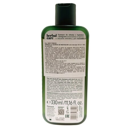 Sampon cu extract de Gudron de Mesteacan pentru par predispus la matreata Herbal Care, 330 ml, Farmona 709126