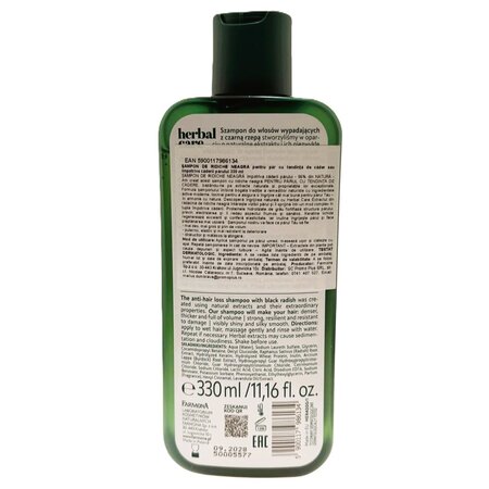 Sampon cu extract de Ridiche Neagra pentru par cu tendinta de cadere Herbal Care, 330 ml, Farmona 709211