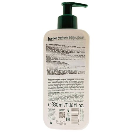 Gel intim calmant cu extract de Albastrele si Acid lactic Herbal Care, 330 ml, Farmona 709219