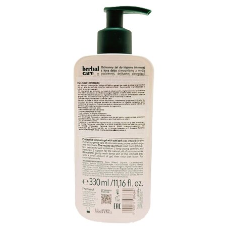 Gel intim protector cu extract de Coaja de Stejar si Prebiotice Herbal Care, 330 ml, Farmona 709221