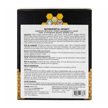 Miere afrodisiaca, 240 g, Wonderful Honey 709320
