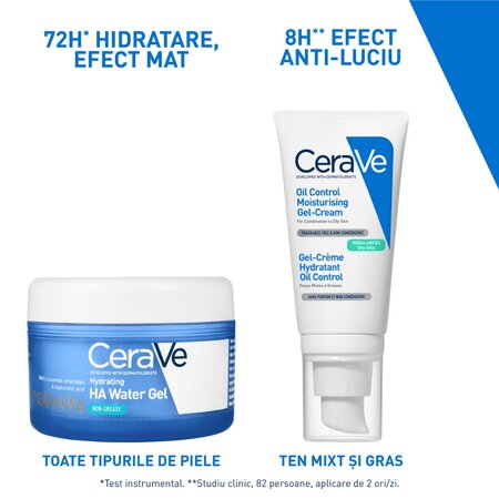 Gel-crema cu acid hialuronic pentru hidratarea tenului HA Water Gel, 48 ml, CeraVe 709344