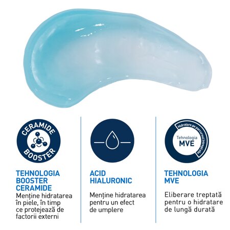 Gel-crema cu acid hialuronic pentru hidratarea tenului HA Water Gel, 48 ml, CeraVe 709350