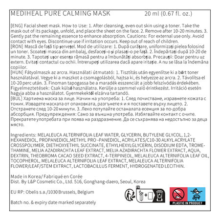 Masca tip servetel cu arbore de ceai, Pure Calming Sheet Mask, 20 ml, Mediheal 709472