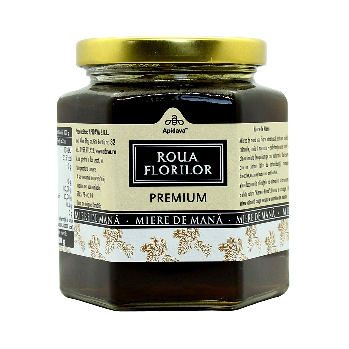 Miere de mana Roua Florilor Premium, 500 g, Apidava