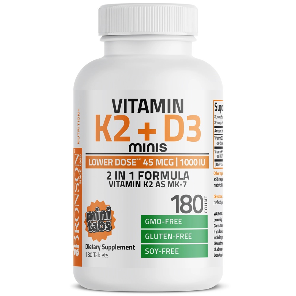 Vitamina K2 45 mcg cu D3 23 mcg, 180 tablete, Bronson Laboratories