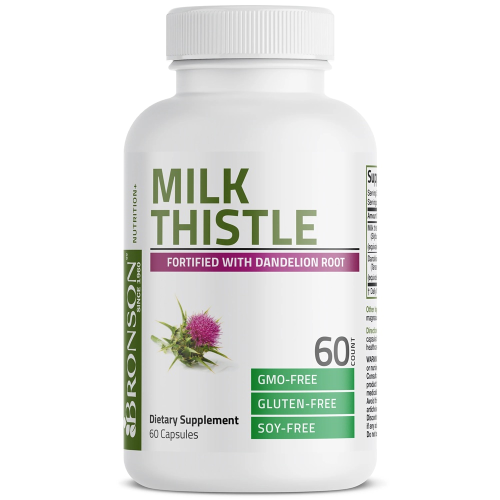 Extract din seminte de silimarina cu papadie Milk Thistle, 1000 mg, 60 capsule, Bronson Laboratories