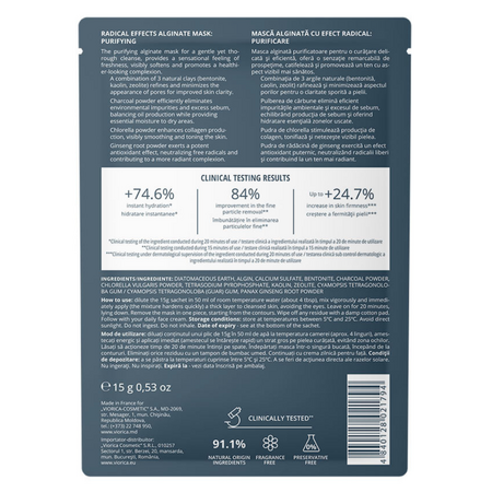 Masca alginata pentru purifierea tenului Radical Effects, 15 g, Viorica 709848