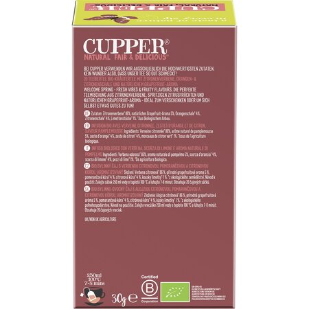 Ceai cu verbina de lamaie si coaja de portocala Spring Bloom, 20 plicuri, Cupper 715007