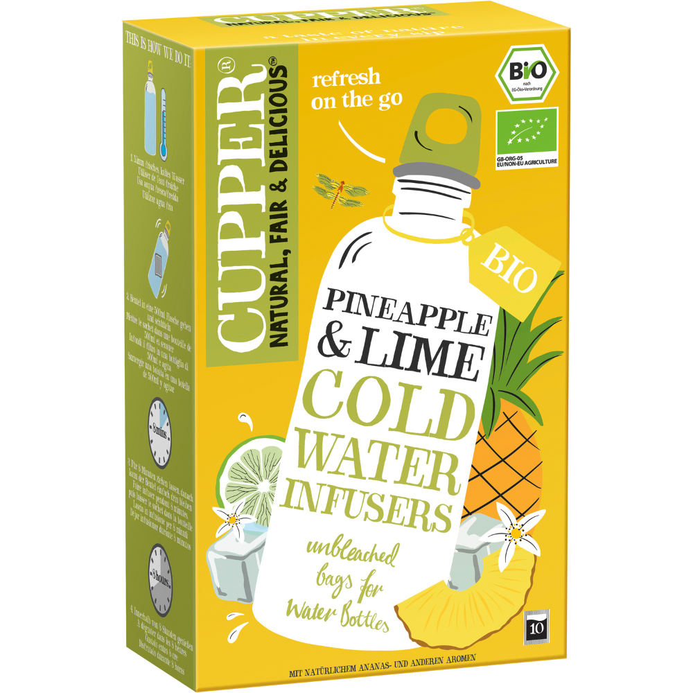 Ceai rece de fructe cu aroma de ananas si lamaie verde, 10 plicuri, Cupper